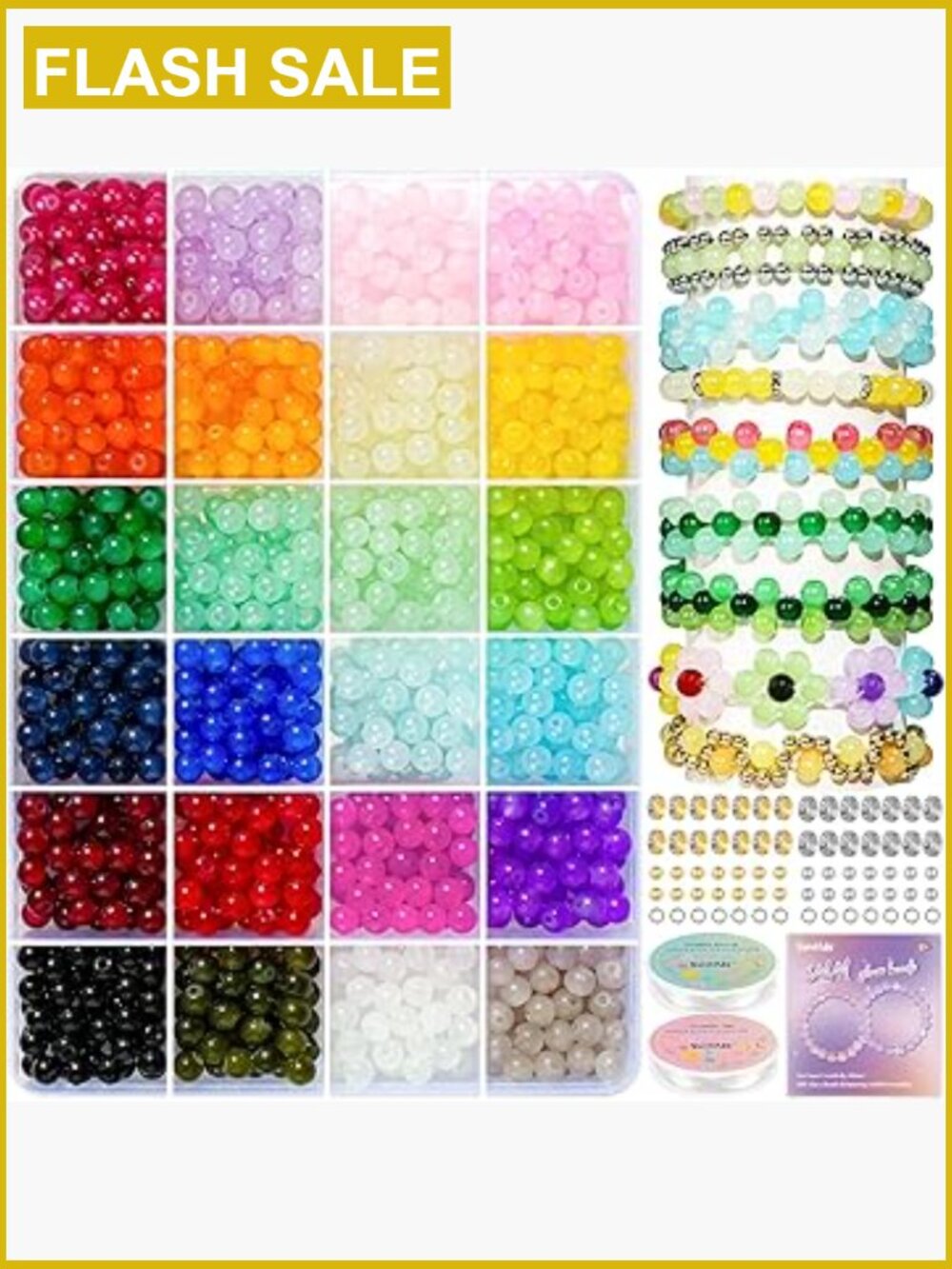 1400pcs 6mm Glass Beads Bracelet Making Kit Jewelry Supplies